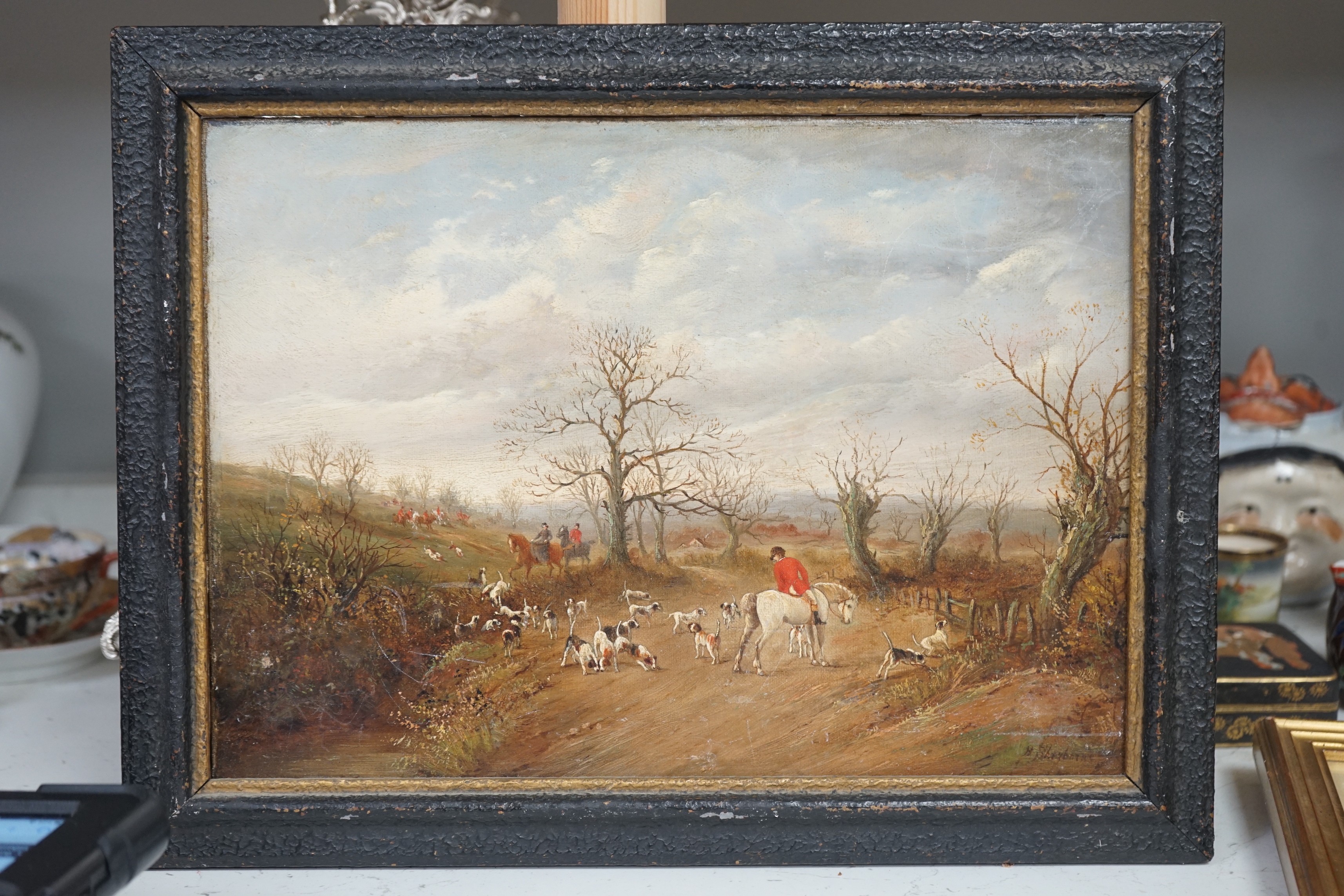 H. Sherborne (19th C.), oil on canvas, Hunting scene, signed, 25 x 35cm